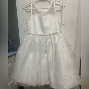 Girl’s American Princess White Pearl-Accented Formal Dress Size 6